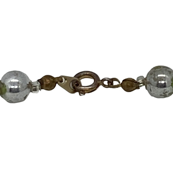 Fashion 33" Strand String Necklace Green Black Silver Plastic Beads Swirl Design - Picture 6 of 12